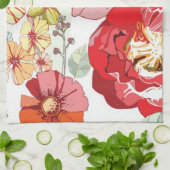 Muster mit roten Blumen Küchentuch (Gefaltet)