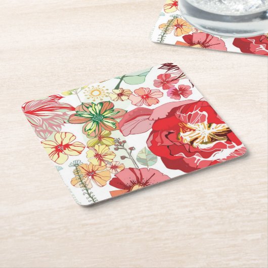 Muster mit roten Blumen Rechteckiger Pappuntersetzer (angewinkelt)