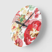 Muster mit roten Blumen Runde Wanduhr (Winkel)