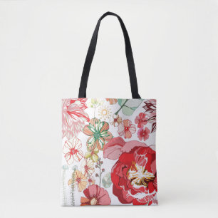 Muster mit roten Blumen Tasche