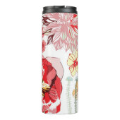 Muster mit roten Blumen Thermosbecher (Rückseite)