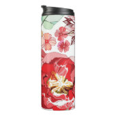 Muster mit roten Blumen Thermosbecher (Nach rechts gedreht)
