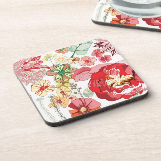 Muster mit roten Blumen Untersetzer (Linke Seite)