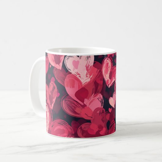 Muster mit roten Herzen für Valentinstag Kaffeetasse (Vorderseite Links)