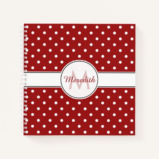 Muster mit roten Punkten und Monogramm Notizblock (Vorderseite)