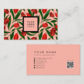 Muster mit roten Tulpen Visitenkarte (Vorne/Hinten)