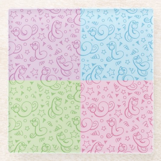 Muster mit Schlangen Glasuntersetzer (Vorderseite)