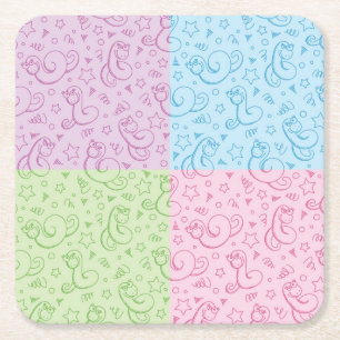 Muster mit Schlangen Rechteckiger Pappuntersetzer