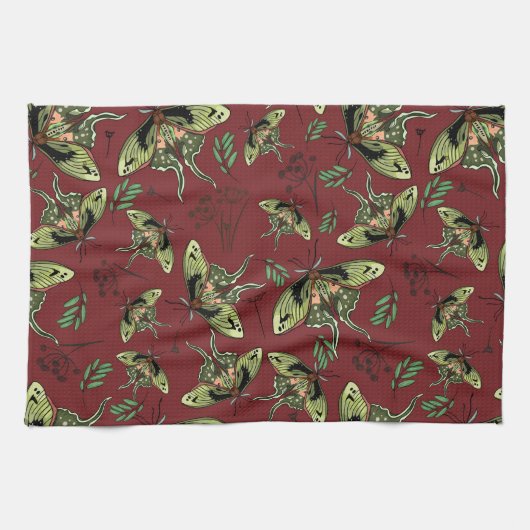 Muster mit Schmetterlingen Nahtlose Wasserfarbe Geschirrtuch (Horizontal)