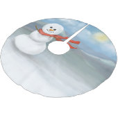 Muster mit Schneemann Polyester Weihnachtsbaumdecke (Schrägansicht)