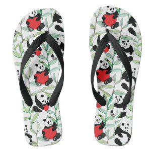 Muster mit schönen Pandas mit Herz Badesandalen