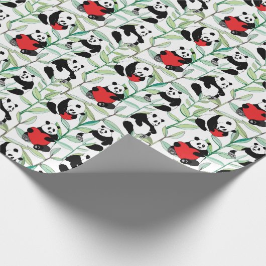 Muster mit schönen Pandas mit Herz Geschenkpapier (Ecke)