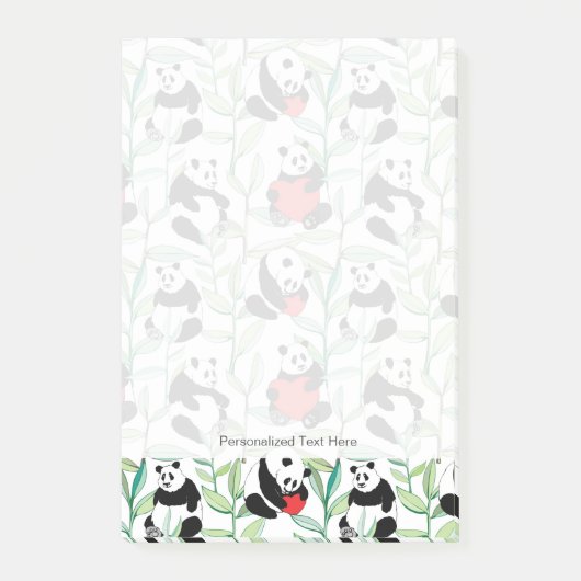 Muster mit schönen Pandas mit Herz Post-it Klebezettel (Vorderseite)
