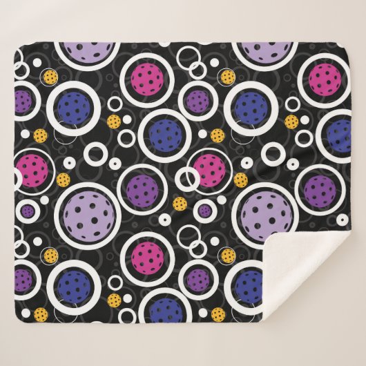 Muster mit schwarzen Pickleballs Sherpadecke (Vorderseite (Horizontal))