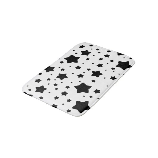 Muster mit schwarzen Sternen Badematte (Schrägansicht)