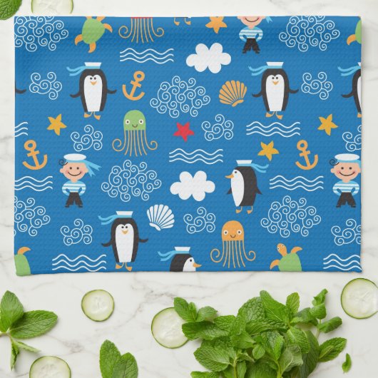 Muster mit Seethema Geschirrtuch (Gefaltet)