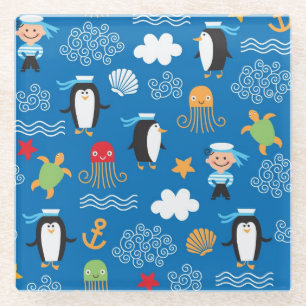 Muster mit Seethema Glasuntersetzer