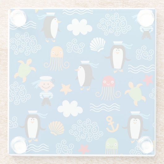 Muster mit Seethema Glasuntersetzer (Rückseite)