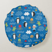 Muster mit Seethema Rundes Kissen (Rückseite)