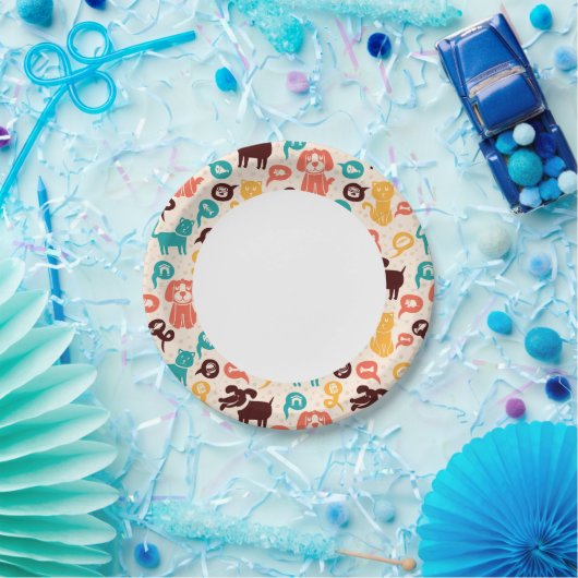 Muster mit sonnigen Katzen und Hunden Pappteller (Party)