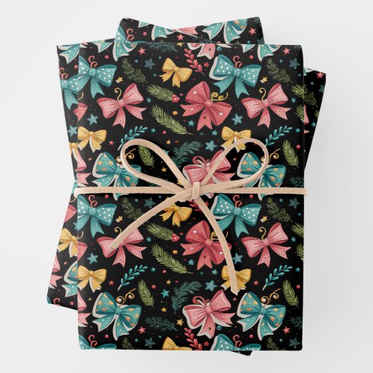 Muster mit Sternen und Kiefernzweigen Geschenkpapier Set (Beispiel)