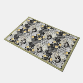 Muster mit Streifen und Gelben Rosen Fußmatte