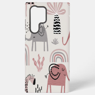 Muster mit süßen Elefanten und Giraffen riesig  Samsung Galaxy Hülle