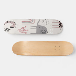 Muster mit süßen Elefanten und Giraffen Skateboard