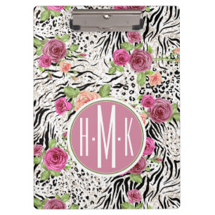 Muster mit Tier druckt   Monogramm Klemmbrett