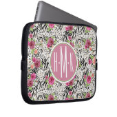 Muster mit Tier druckt | Monogramm Laptopschutzhülle (Vorne Rechts)