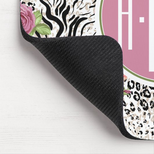 Muster mit Tier druckt | Monogramm Mousepad (Ecke)