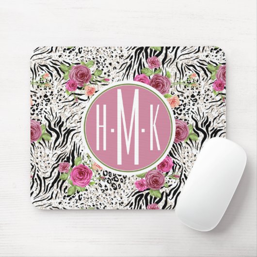 Muster mit Tier druckt | Monogramm Mousepad (Mit Mouse)