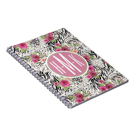 Muster mit Tier druckt | Monogramm Notizblock (Rechte Seite)