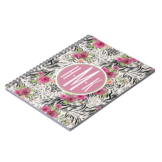 Muster mit Tier druckt | Monogramm Notizblock (Linke Seite)