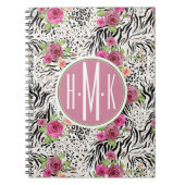 Muster mit Tier druckt | Monogramm Notizblock (Vorderseite)