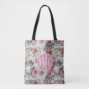 Muster mit Tier druckt   Monogramm Tasche
