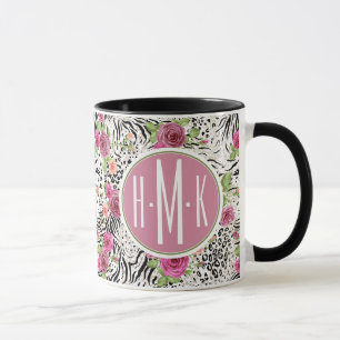 Muster mit Tier druckt Monogramm Tasse