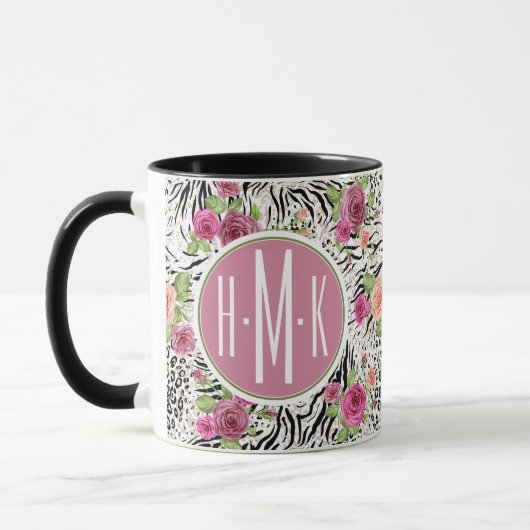 Muster mit Tier druckt | Monogramm Tasse (Links)