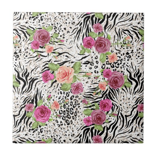 Muster mit Tierdrucken Fliese (Vorderseite)