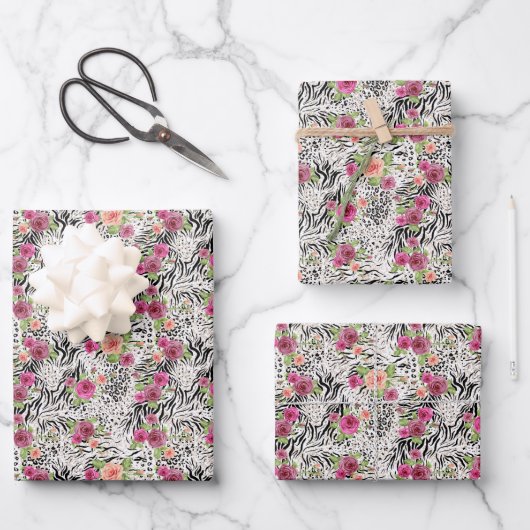 Muster mit Tierdrucken Geschenkpapier Set (Vorderseite)