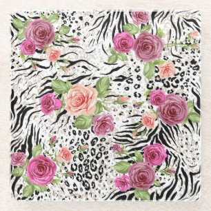 Muster mit Tierdrucken Glasuntersetzer