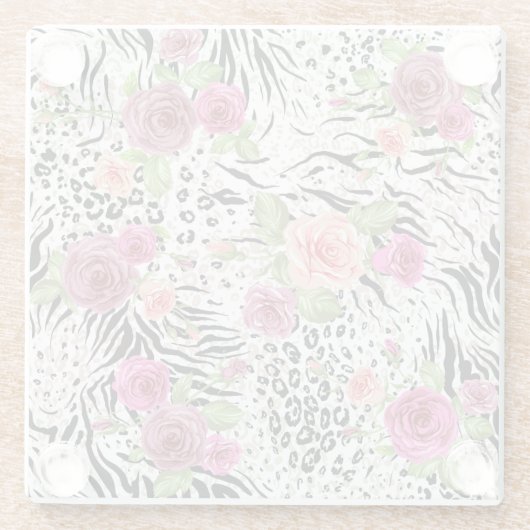 Muster mit Tierdrucken Glasuntersetzer (Rückseite)