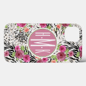 Muster mit Tierdrucken | Monogramm Case-Mate iPhone Hülle (Rückseite (Horizontal))
