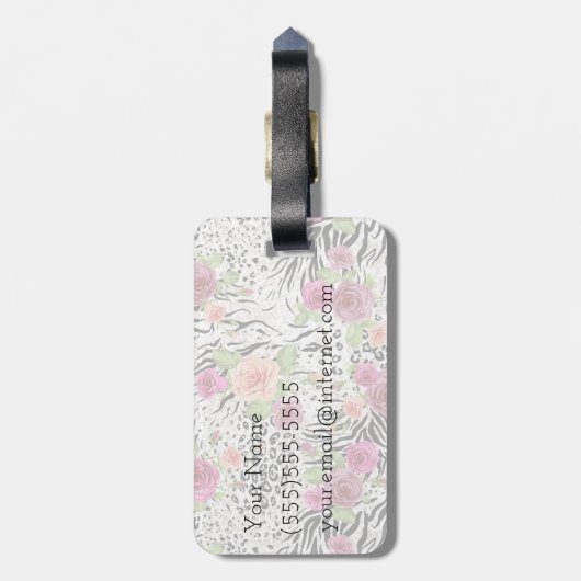 Muster mit Tierdrucken| Monogramm Gepäckanhänger (Rückseite vertikal)