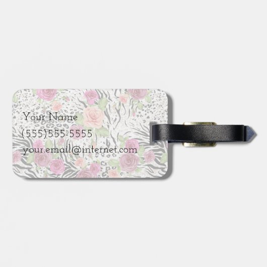 Muster mit Tierdrucken| Monogramm Gepäckanhänger (Rückseite horizontal)