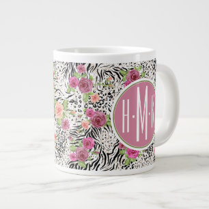 Muster mit Tierdrucken  Monogramm Jumbo-Tasse