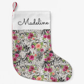 Muster mit Tierdrucken| Name hinzufügen Kleiner Weihnachtsstrumpf (Vorderseite)