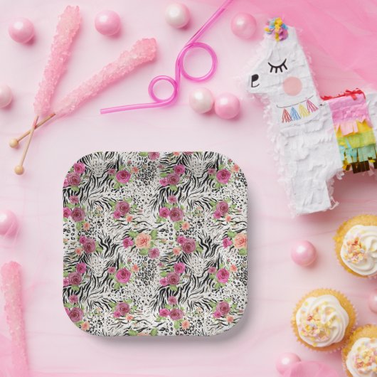 Muster mit Tierdrucken Pappteller (Party)