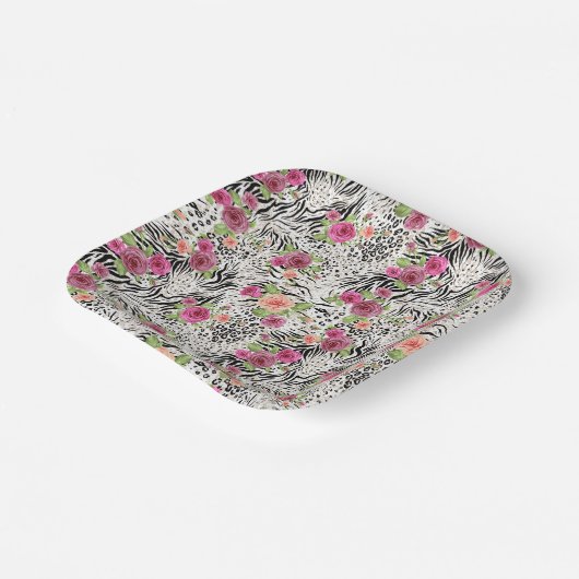 Muster mit Tierdrucken Pappteller (Gewinkelt)