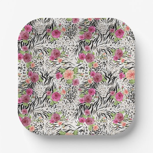 Muster mit Tierdrucken Pappteller (Vorderseite)